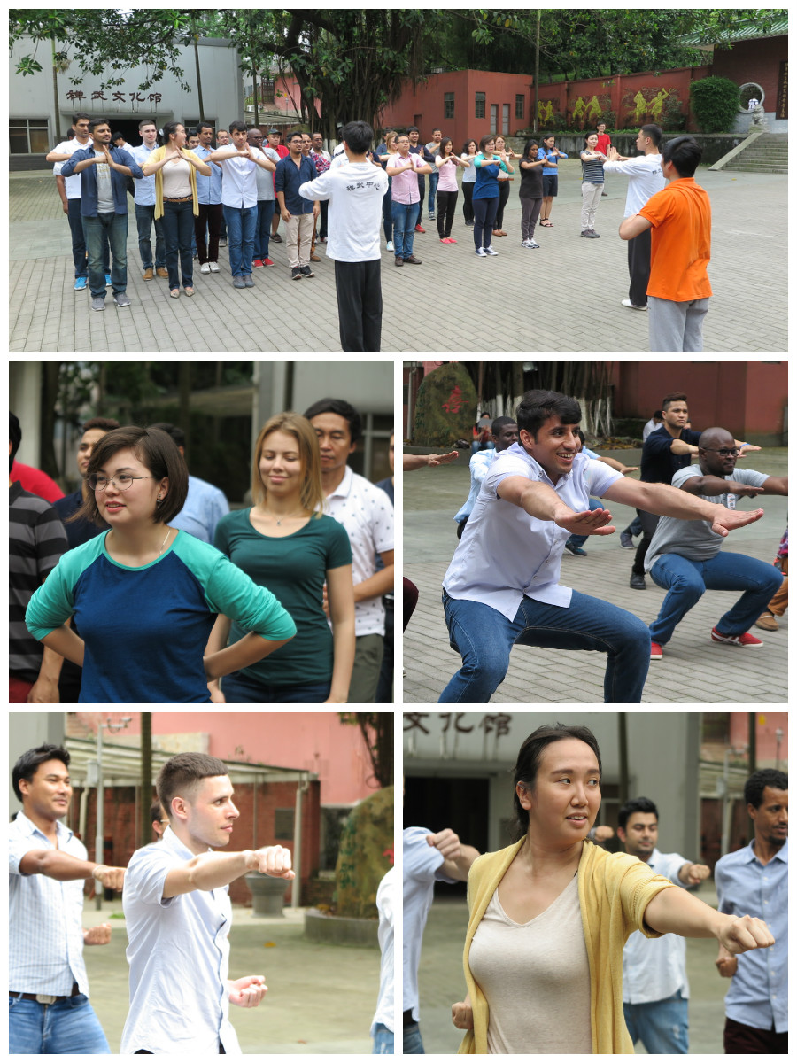 留学生们练习基本功