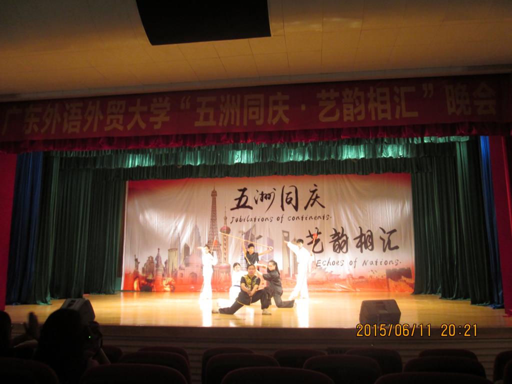 广袤园武协学生表演武术